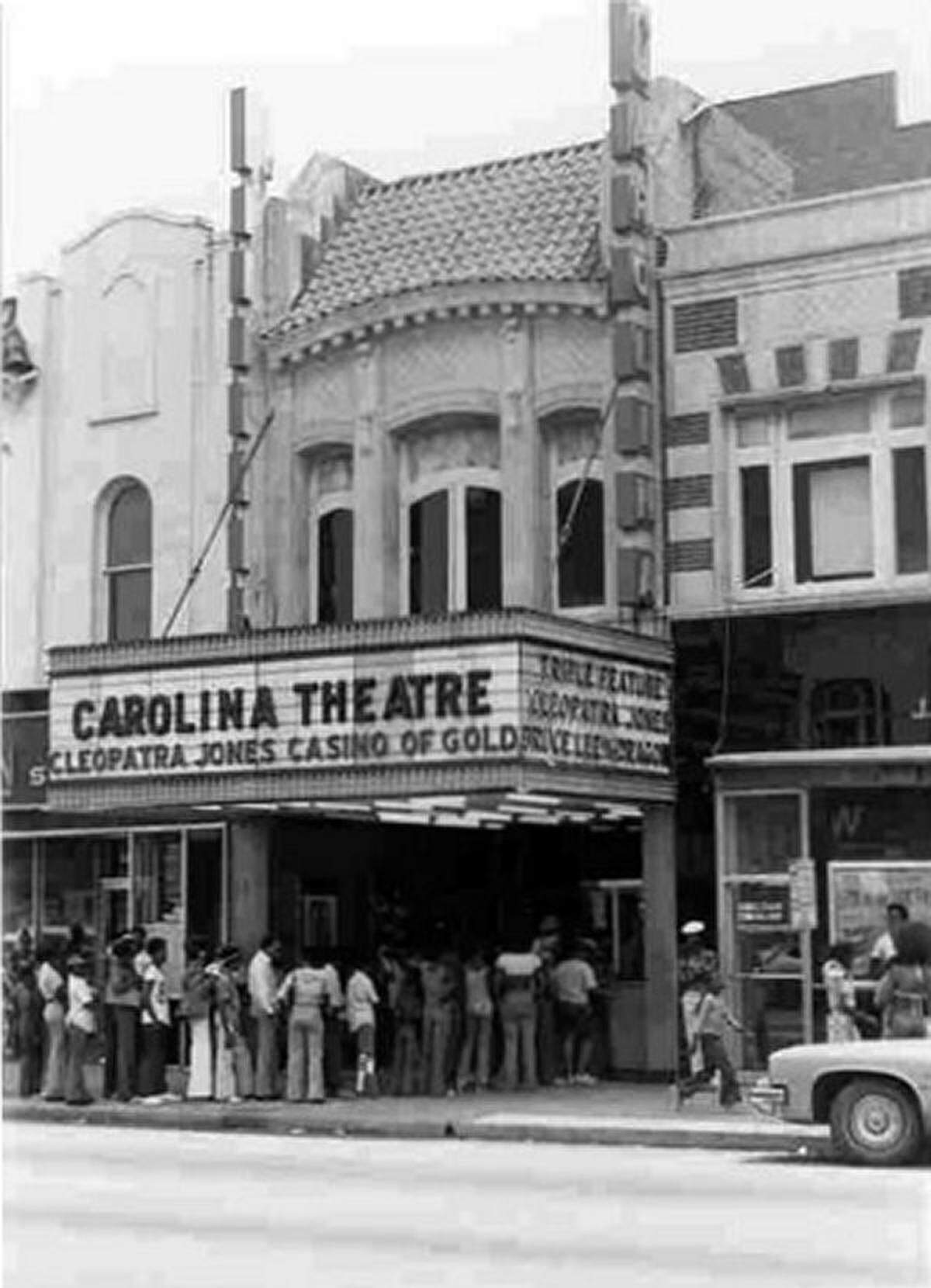 Customers line up to see the action adventure movie “Cleopatra Jones and the Casino of Gold” at Carolina Theatre in 1975. The film stars Tamara Dobson, Stella Stevens and Norman Fell, who would soon star as the landlord, Mr. Roeper, on ABC’s “Three’s Company.”