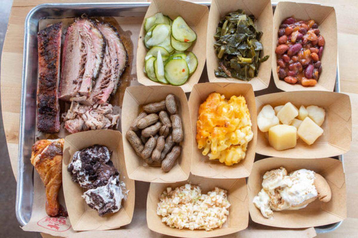 Sweet Lew’s BBQ’s owner Lewis Donald is the creator of the Carolina BBQ Festival. A platter from Sweet Lew’s is shown above.