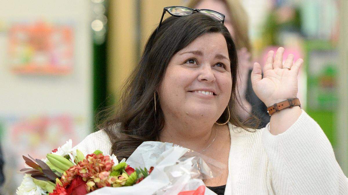 Stephanie Lane, a first grade teacher at Lake Norman Charter was recognized as the statewide Charter School Teacher of the Year. About 600 students attended the surprise event at the school on Thursday, Dec. 11, 2025.