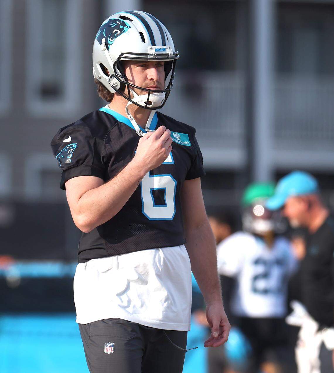 Carolina Panthers punter Sam Martin during practice on Tuesday, January 6, 2026 in Charlotte, NC. The Panthers will host the Los Angeles Rams in first round action of the playoffs at Bank of America Stadium on Saturday, January 10, 2026.