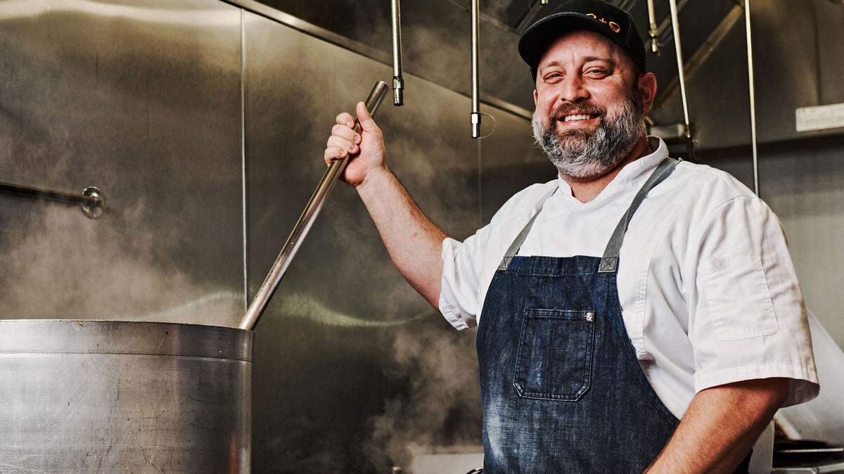 Larry Schreiber, seen here at Bao + Broth, is now opening Schreiber’s on Rye at Optimist Hall.