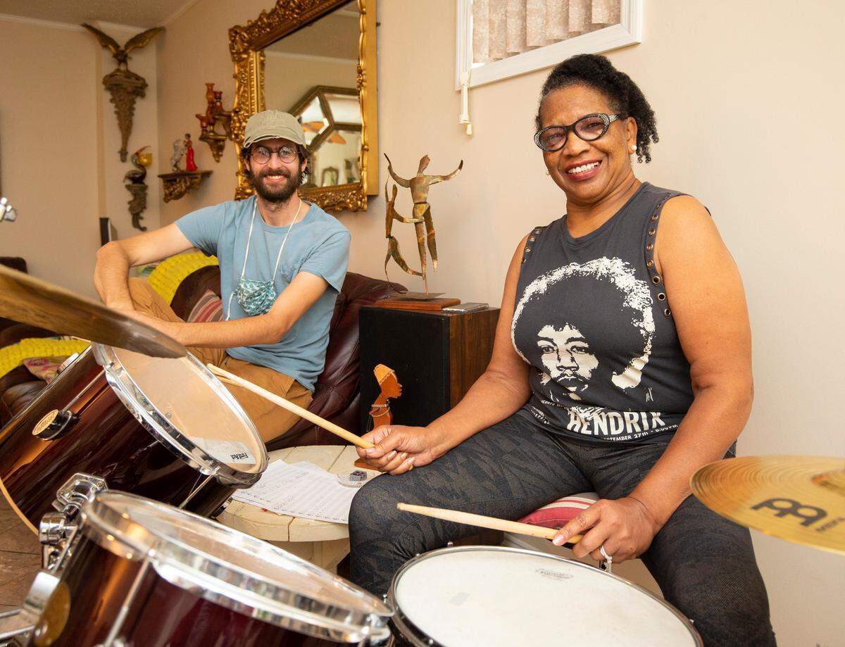 Charlotte retiree Alvesta Cody began working with Ryan Colebeck during the cornavirus pandemic to learn a new skill. Careful not to annoy the neighbors, she practices twice a day for 10-15 minutes, always between 8 a.m. and 8 p.m.