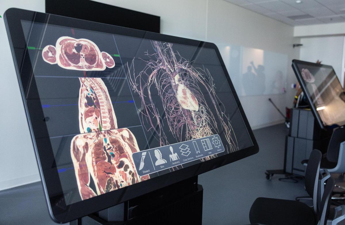 A Sectra Table that students will use to learn about the human anatomy at Atrium Health Wake Forest University School of Medicine in Charlotte, N.C., on Wednesday, July 9, 2025.
