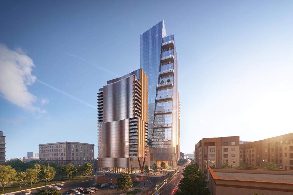 A $750 million project in South End that includes three towers will be named Queensbridge Collective.
