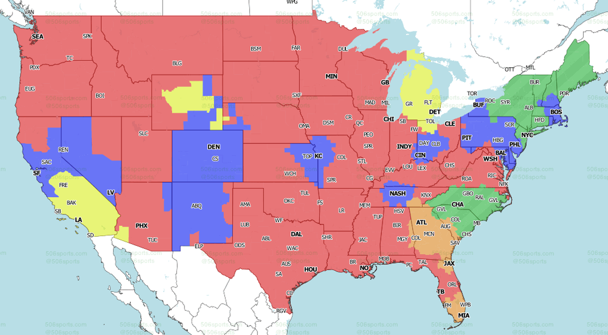 Fox NFL broadcast map for Oct. 24, 2021.
