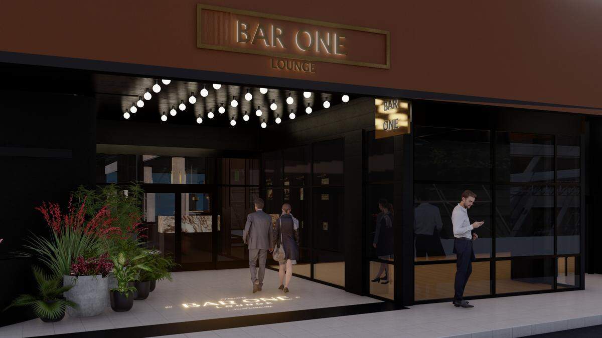 A rendering of the front of Bar One’s location at The Stuward, slated to open in late summer 2024.