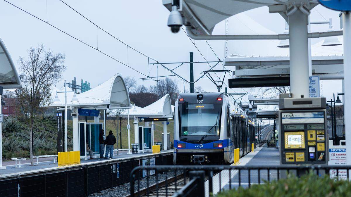 The 9th Street Station stop along the LYNX Blue Line in Charlotte, N.C., on Monday, December 8, 2025.