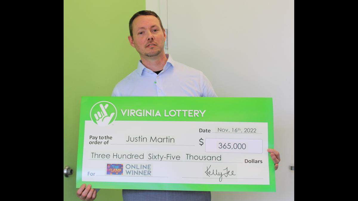 Justin Martin won $365,533 playing an online Virginia Lottery game, officials said.