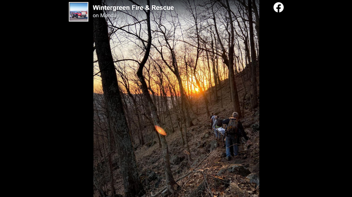 Two stranded hikers and their dog had to be carried off the Appalachian Trail Monday, April 4, according to Wintergreen Fire & Rescue in Virginia.