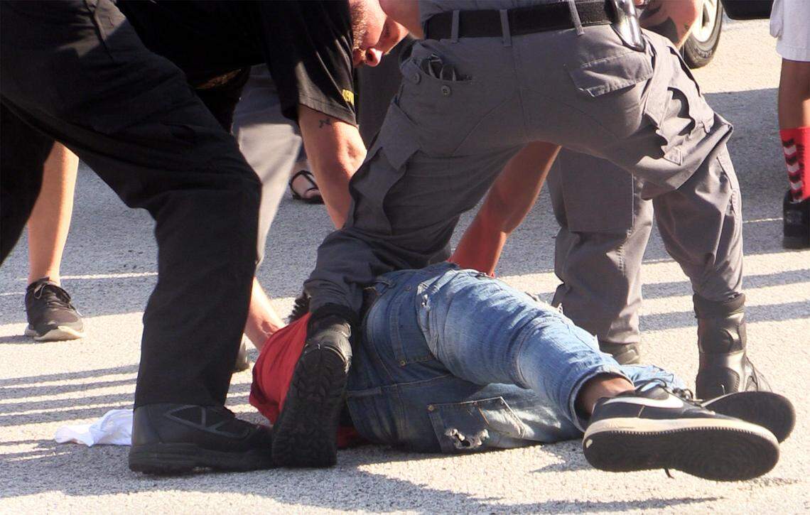 Chester County Sheriff’s deputies wrestle a teen to the ground in the June, 2018 session of Project S.T.O.R.M.