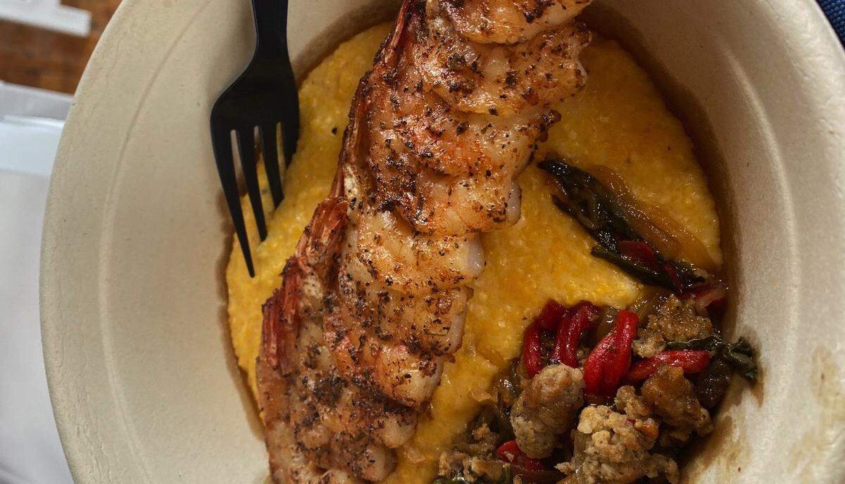 Hot Box’s Shrimp & Grits offer creamy comfort.