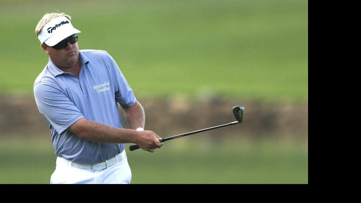 
Carl Pettersson chips the ball towards the 17th hole during the first round at the Wells Fargo Championship at the Quail Hollow Club in Charlotte, NC on Wednesday May 13, 2015. 
