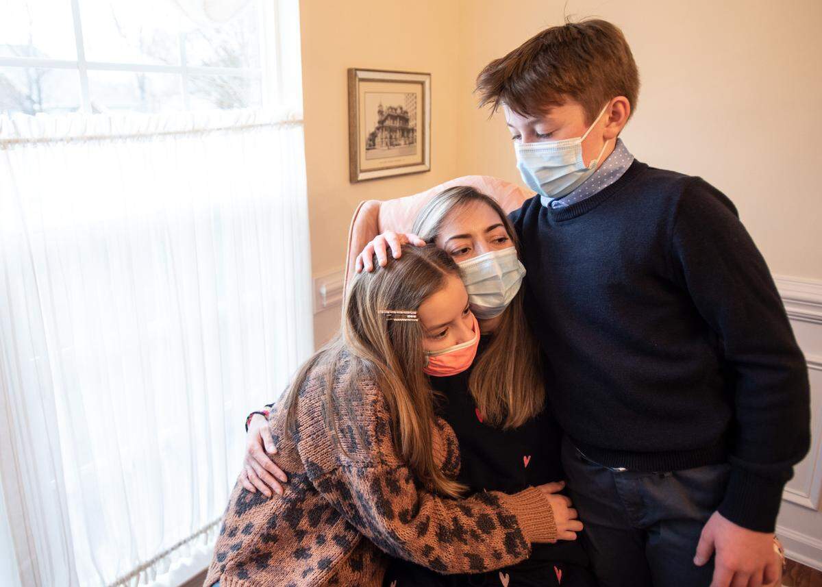 Huntersville resident Maura Wozniak with her daughter, Elinor, (left) and her son, William. Wozniak falls into Group 4 of the state’s COVID-19 vaccination plan.