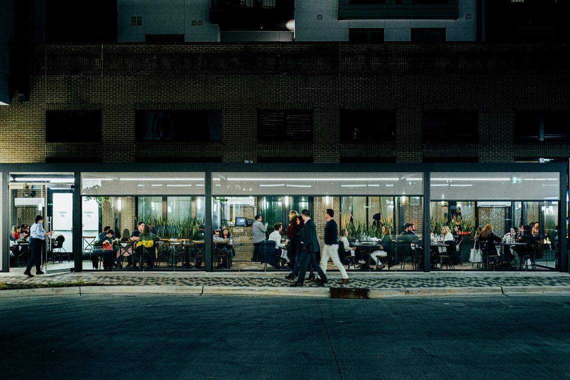 The covered patio at Link & Pin opens your options for outdoor dining.