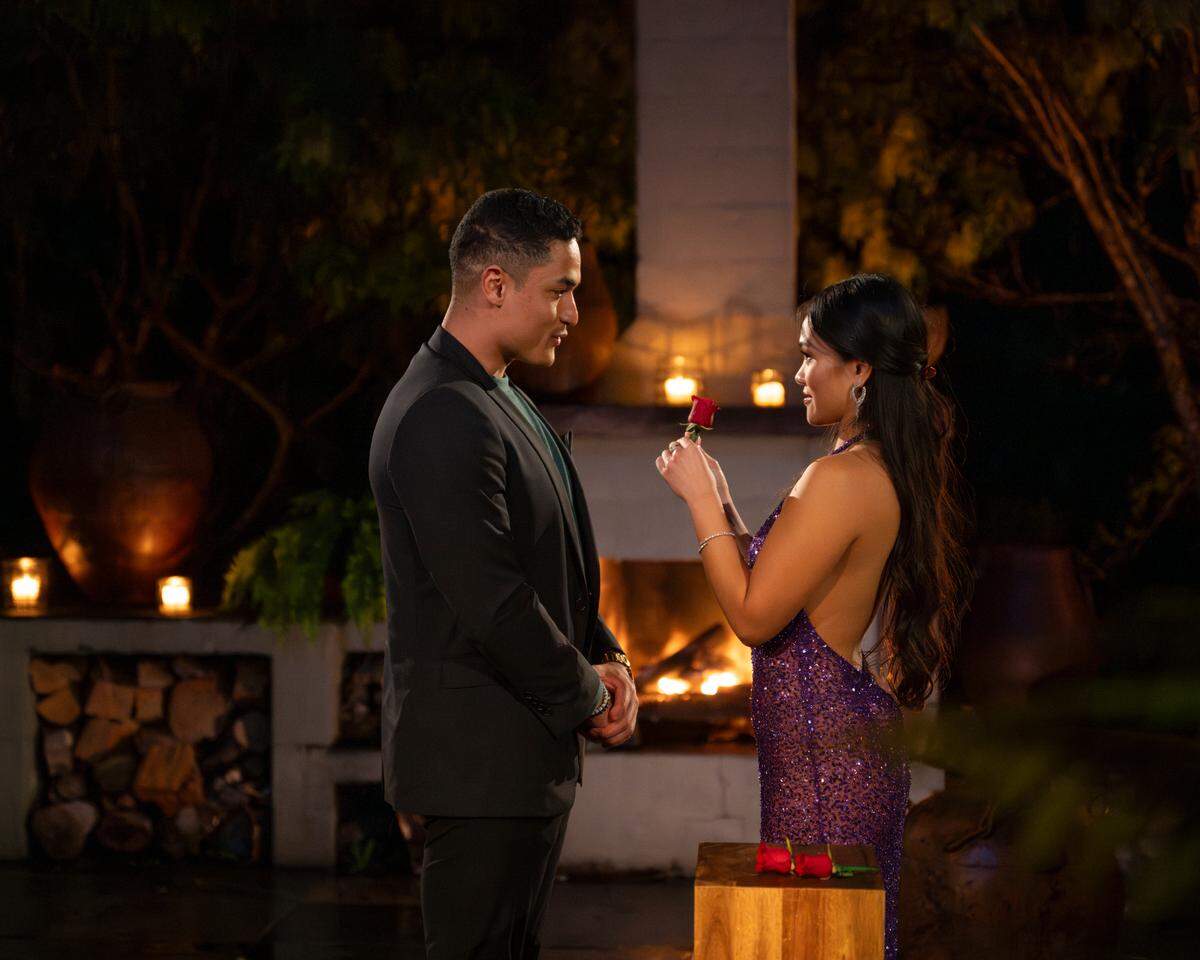 Marcus Shoberg and Jenn Tran during the Aug. 7 episode of “The Bachelorette” on ABC.