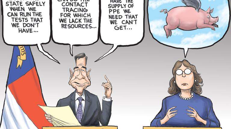 Kevin Siers cartoon: When North Carolina can safely open