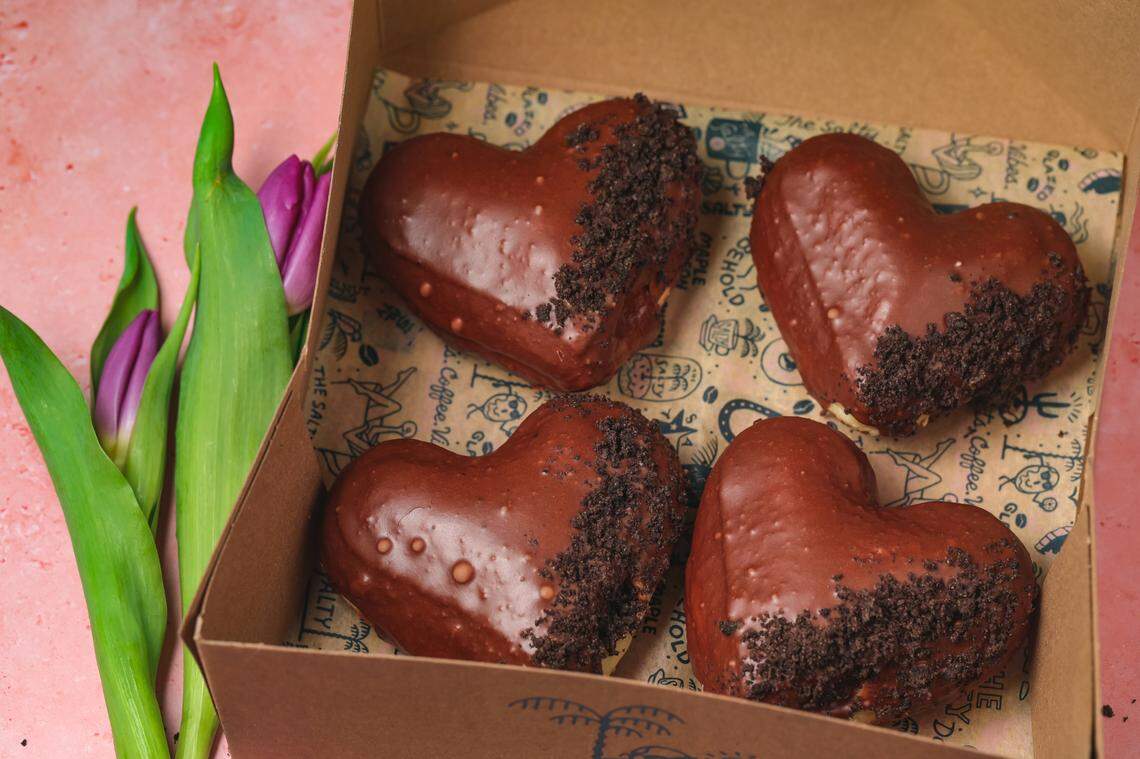 The Salty’s Mother’s Day special is a Chocolate & Caramel Heart doughnut.