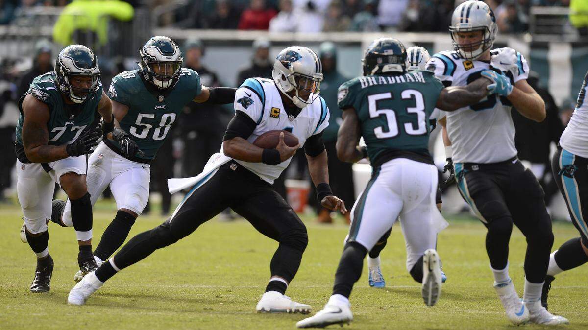 Carolina Panthers quarterback Cam Newton (1), after struggling for much of the first three quarters, led a fourth-quarter comeback that included three touchdown passes in the final 11 minutes of a 21-17 victory over the Philadelphia Eagles.