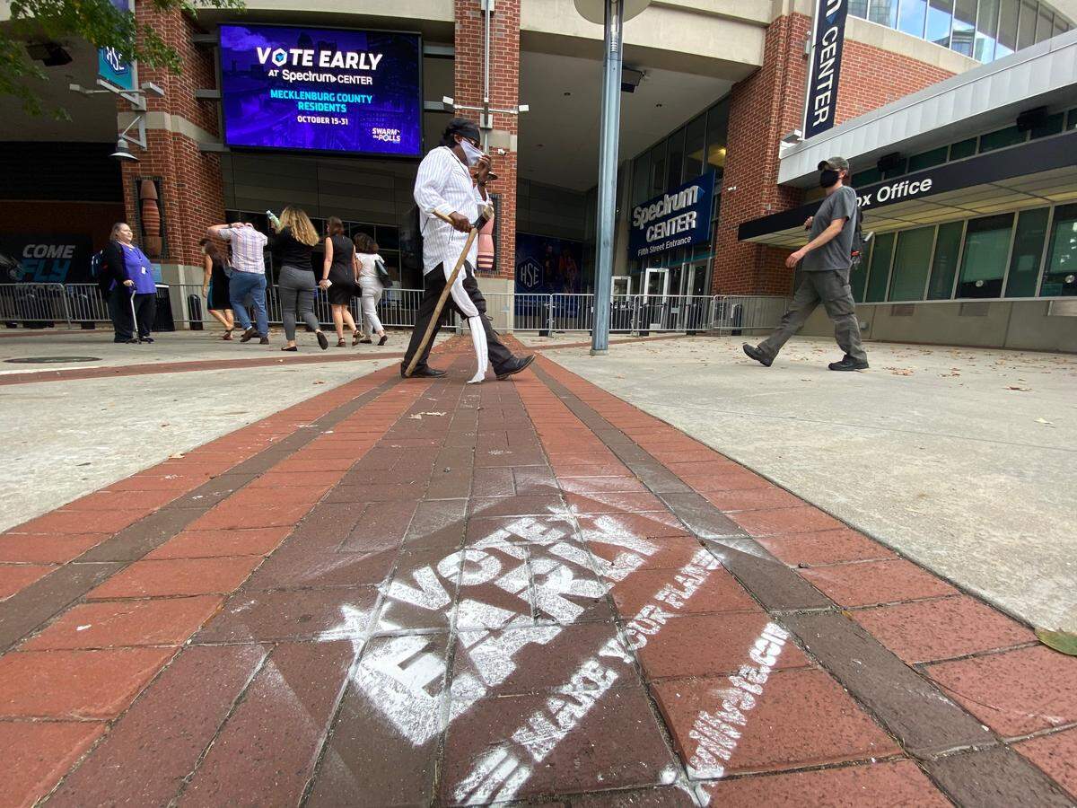 Lines to vote were nearly nonexistent Thursday, Oct. 15, 2020, at Spectrum Center.