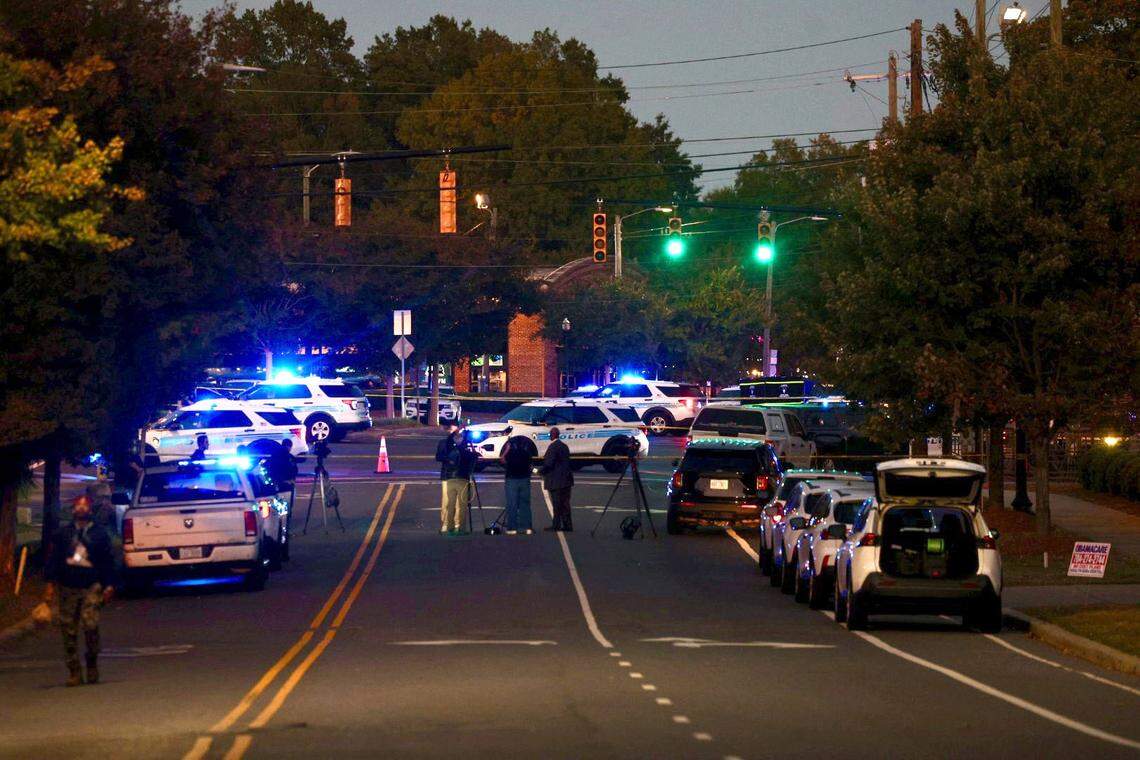Police at a shooting investigation.