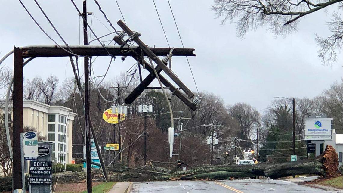 Strong storms move out of Charlotte area Sunday. One person dead; outages, CLT delays drop