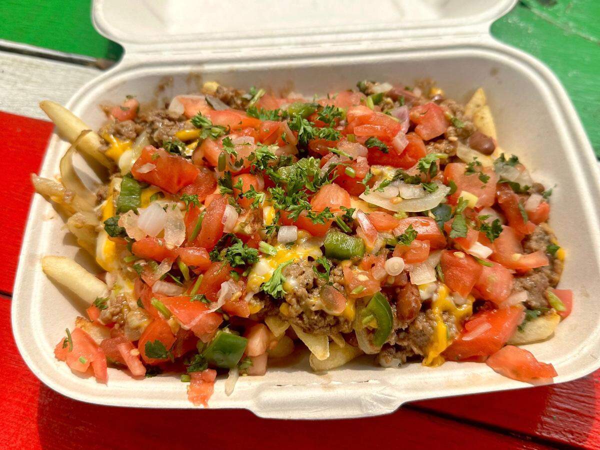 The Filthy Fries from Oh My Soul in NoDa are vegan and vegetarian-friendly.