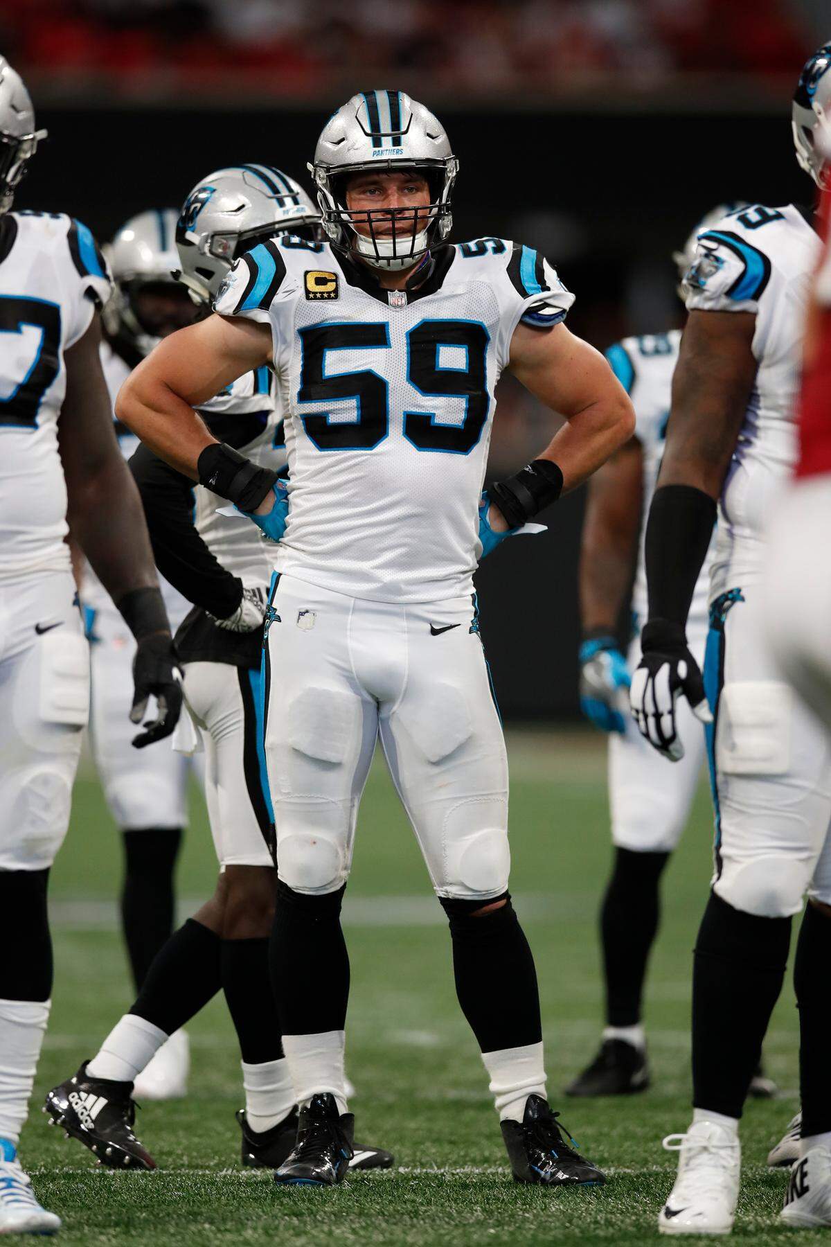 Carolina Panthers linebacker Luke Kuechly (59) was taken ninth overall in the 2012 NFL draft, but his hometown Cincinnati Bengals, who didn’t pick until 17th, wanted him too.