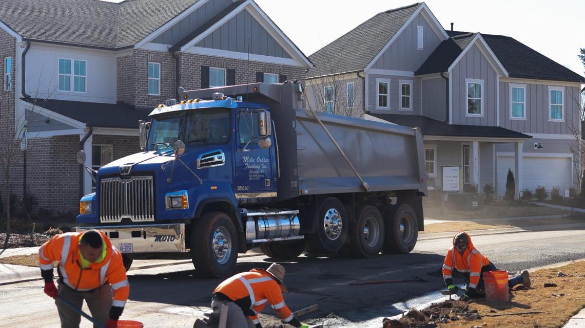 Construction at the Alton Creek neighborhood in Mint Hill, N.C., on Dec. 17, 2023.