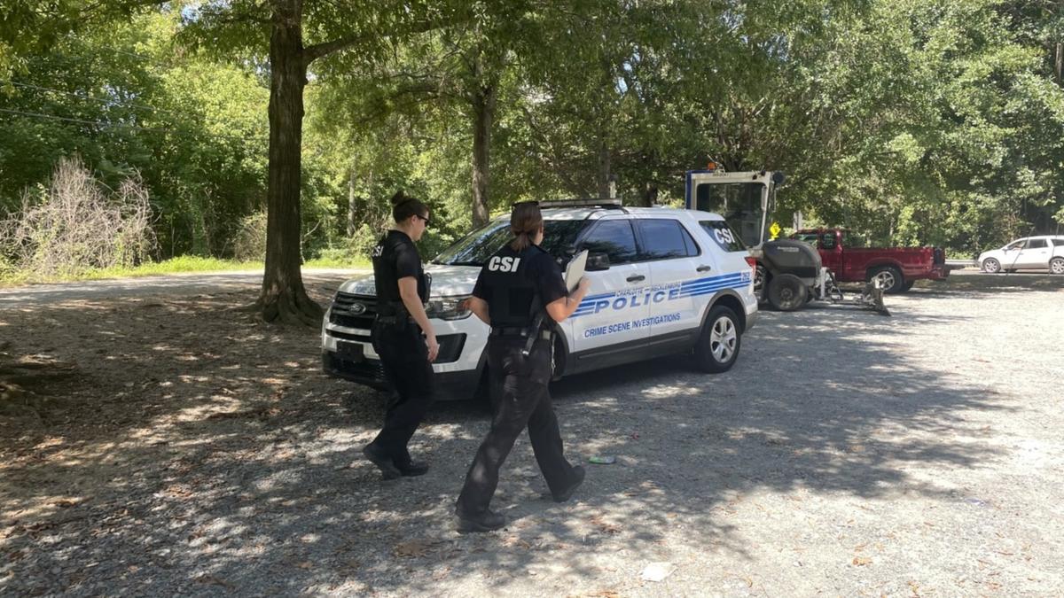 CMPD officers are shown near the scene of a sex assault in McAlpine Greenway in east Charlotte on Wednesday, Sept. 7, 2022.