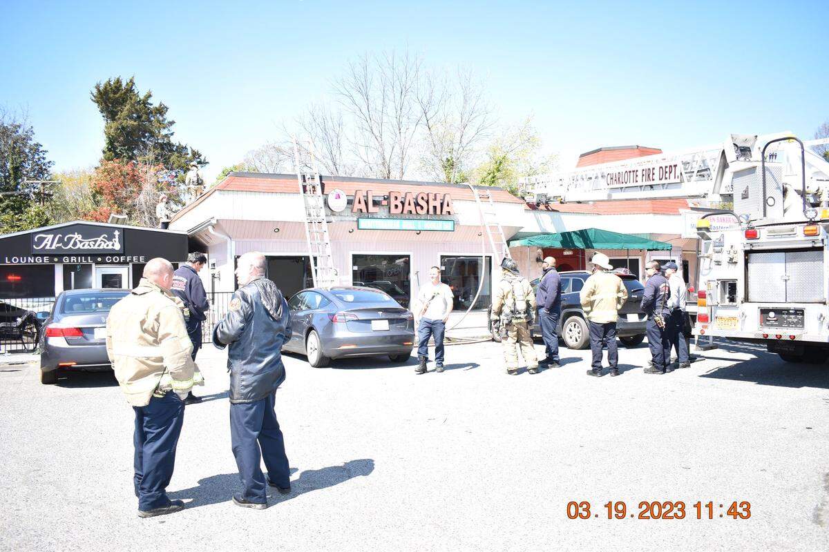 Scene from a structural fire at the Al Basha restaurant on in the 3100 block of Sharon Amity Rd, Sunday, March 19, 2023. CFD Investigators deemed the fire accidental.