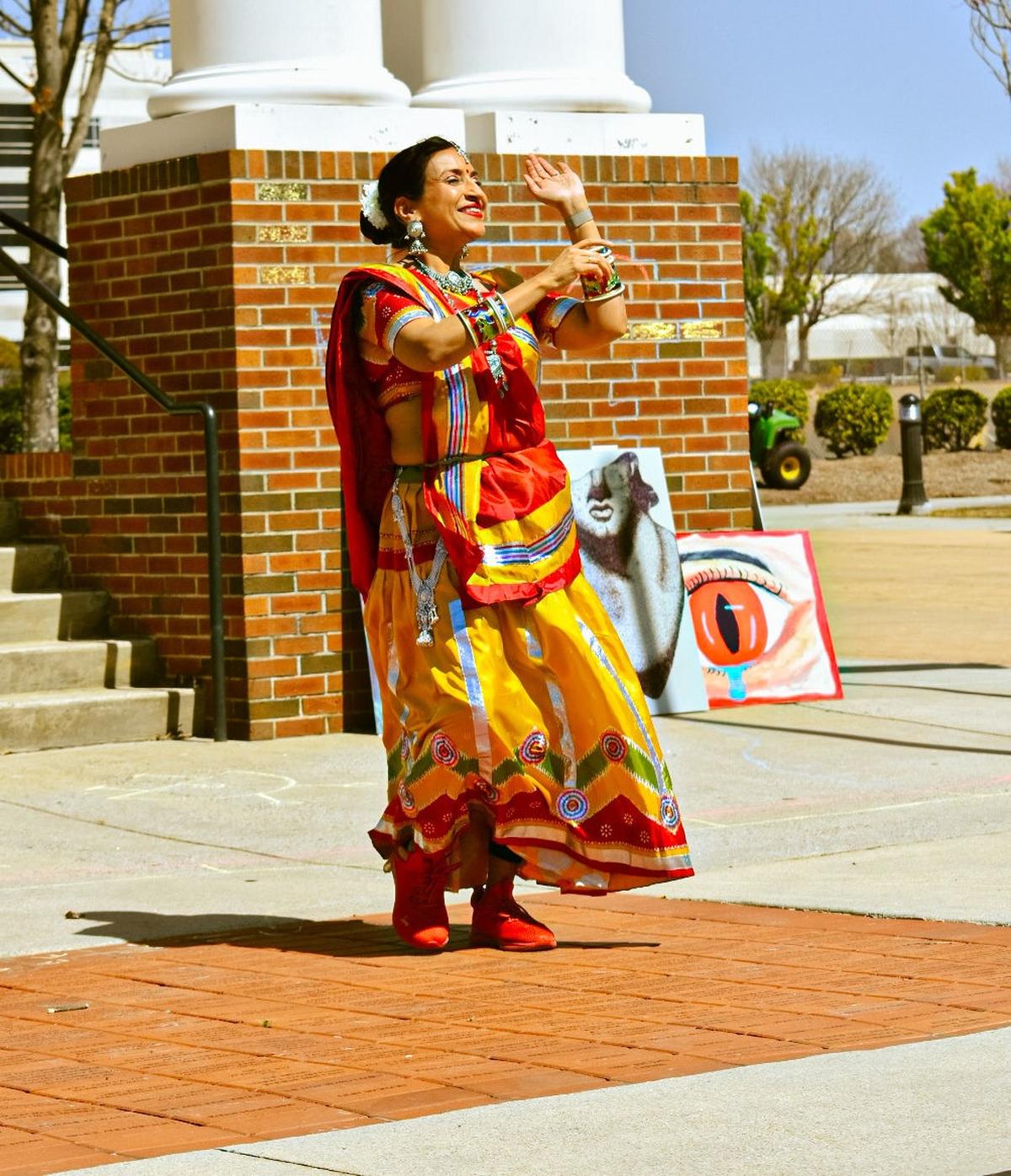 Artist Shefalee Patel performs Garba, an Indian folk dance at the Gaston MAX (Multicultural Arts Xperience) festival. The Novant patient is looking forward to the hospital system’s new art program.