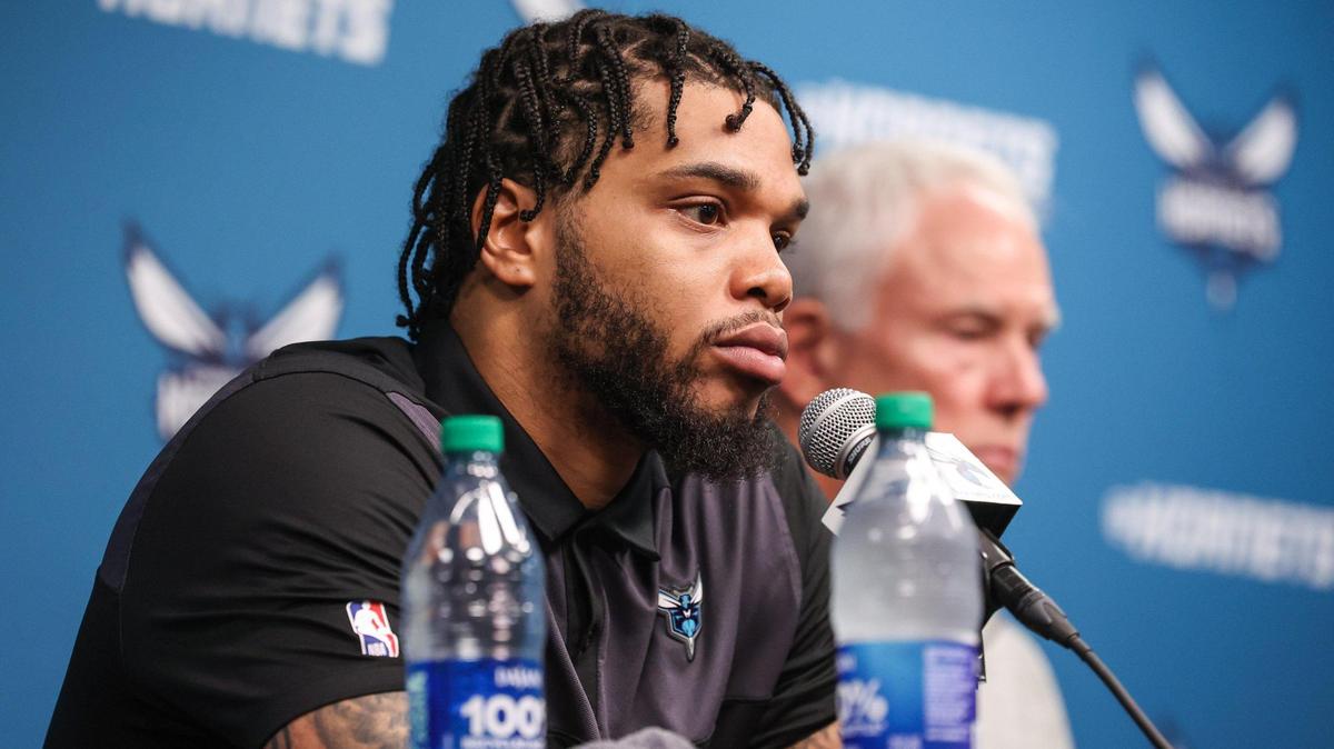Charlotte Hornets forward Miles Bridges answers media questions regarding his return to the team on Tuesday.