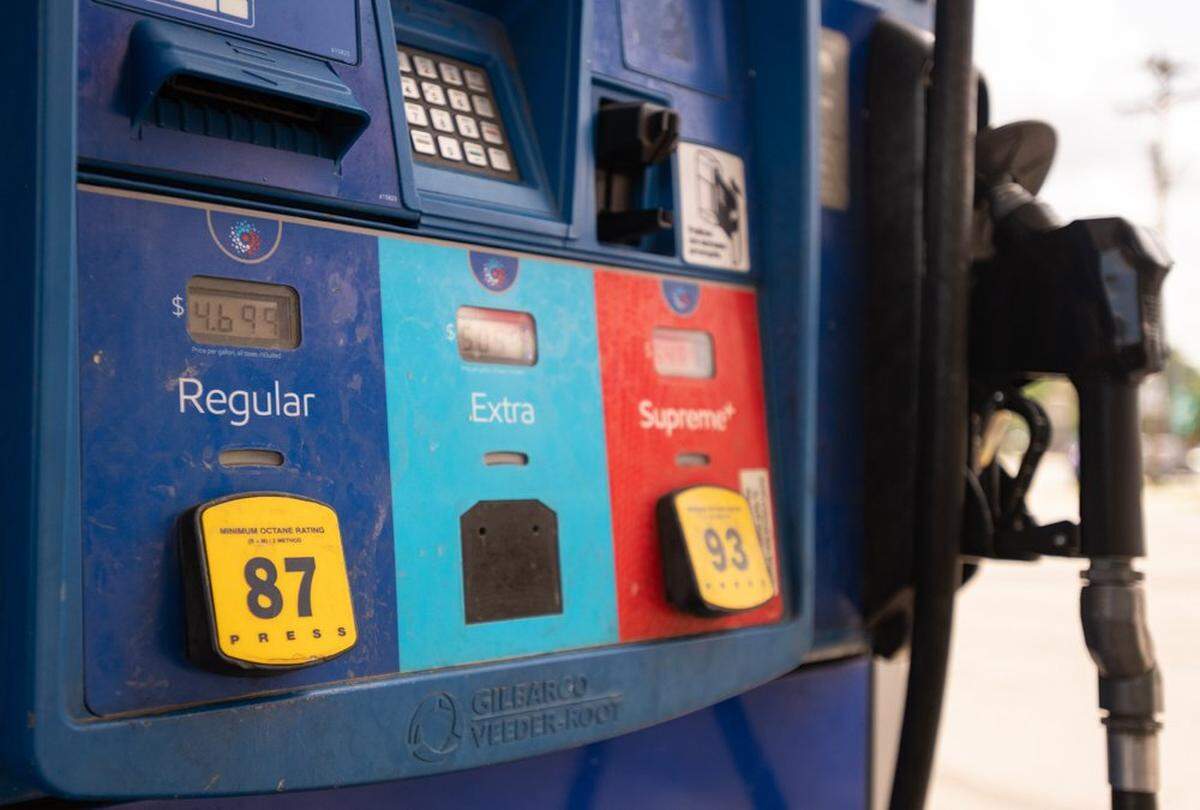 Gas sells at an Exxon 7 Eleven for $4.69 per gallon as gas prices soar toward the five-dollar mark across the city, Thursday, June 9, 2022.