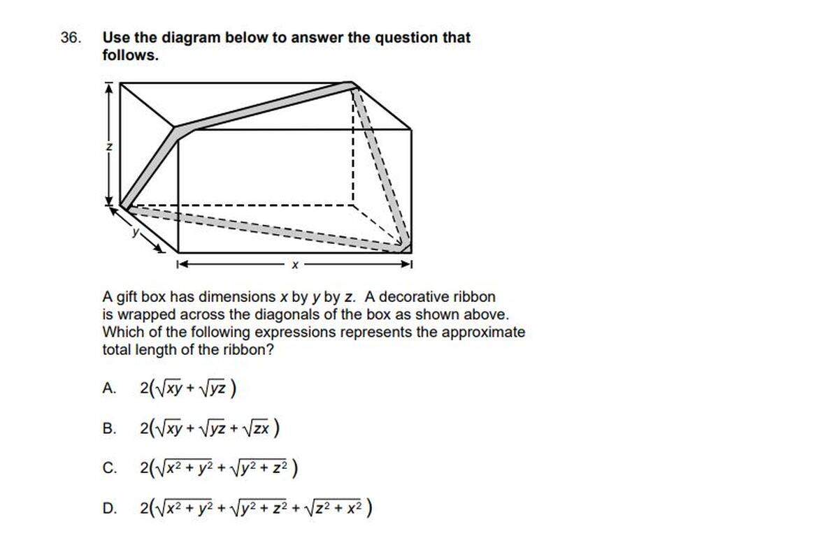 Question from Pearson’s practice test for North Carolina teacher licensure. Correct answer is C.