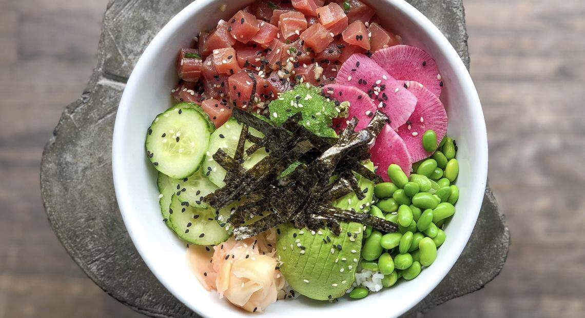 5Church’s Tuna Poke Bowl, featuring marinated tuna, avocado, rice, nori, edamame, radish, cucumber and tobiko, is available on its takeout menu and can be made in a vegan version with tofu, as well.