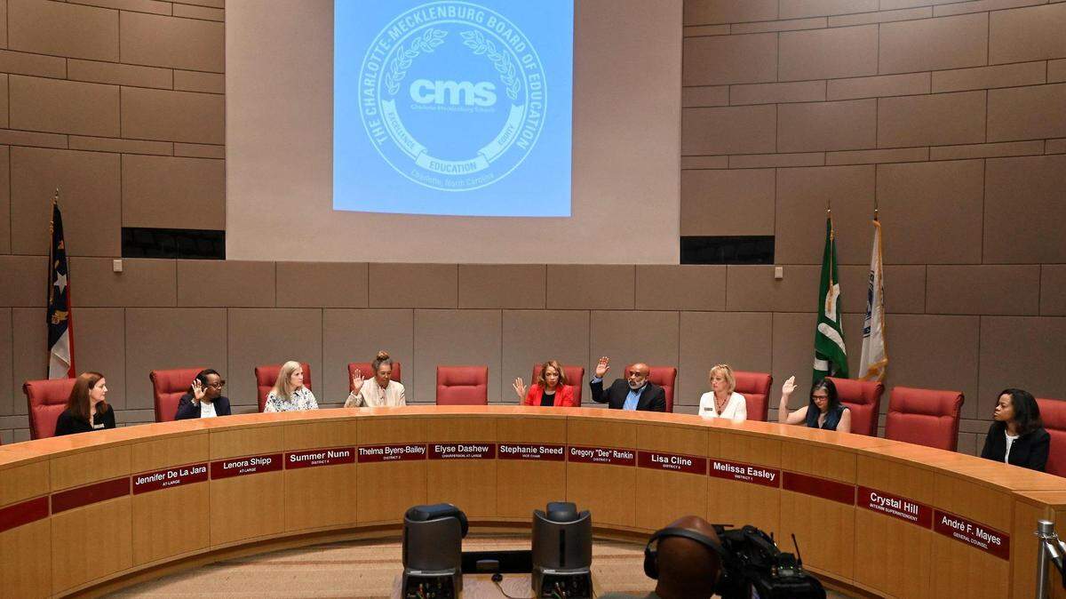 The CMS Board of Education sent a letter to the federal government Thursday asking it to reverse a decision to freeze millions of dollars. This file photo is from a CMS board meeting in 2023.