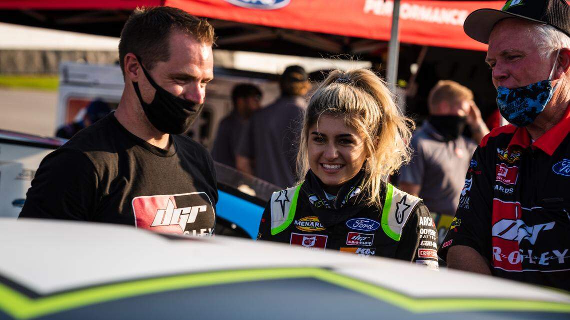 Hailie Deegan (4) during the Zinsser Smartcoat 200 at I-44 Speedway in Lebanon, Missouri.