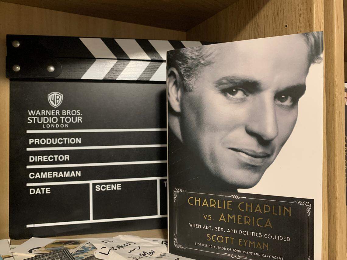 A copy of “Charlie Chaplin vs America” by Scott Eyman.