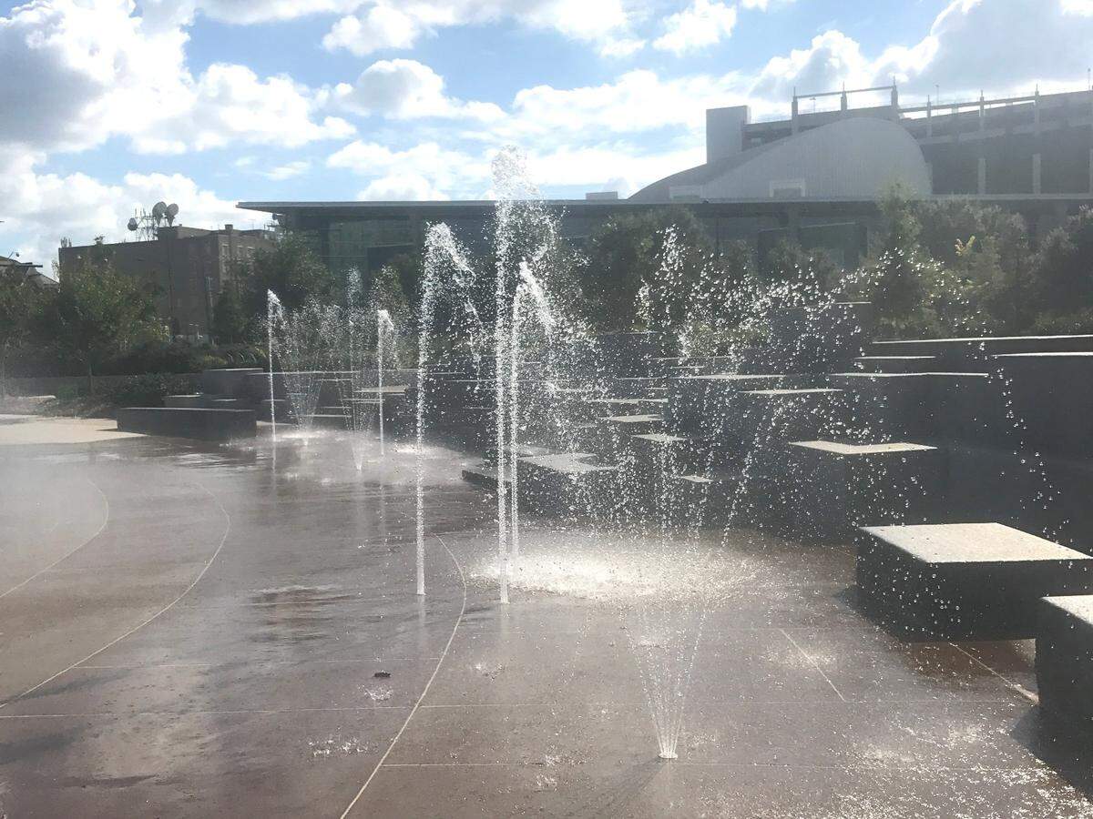 First Ward Park in uptown Charlotte has a splashpad.