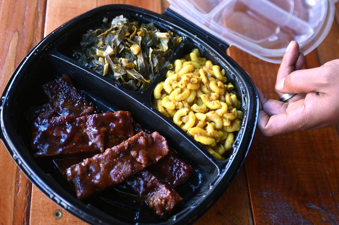 BBQ ribs, collard greens and macaroni and cheese are among the items available at the Ve-Go Food Truck on specific days.