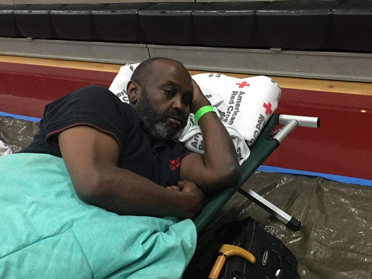 Jesse James Bristow, a Charlotte-born trucker, found refuge from Hurricane Florence on Sunday in the Red Cross shelter at West Mecklenburg High School.