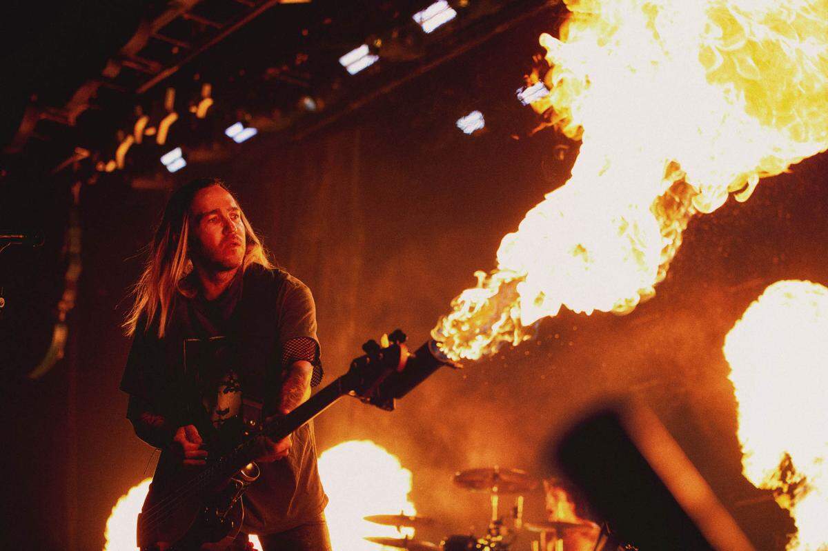 Pete Wentz of Fall Out Boy at PNC Music Pavilion on Friday night.