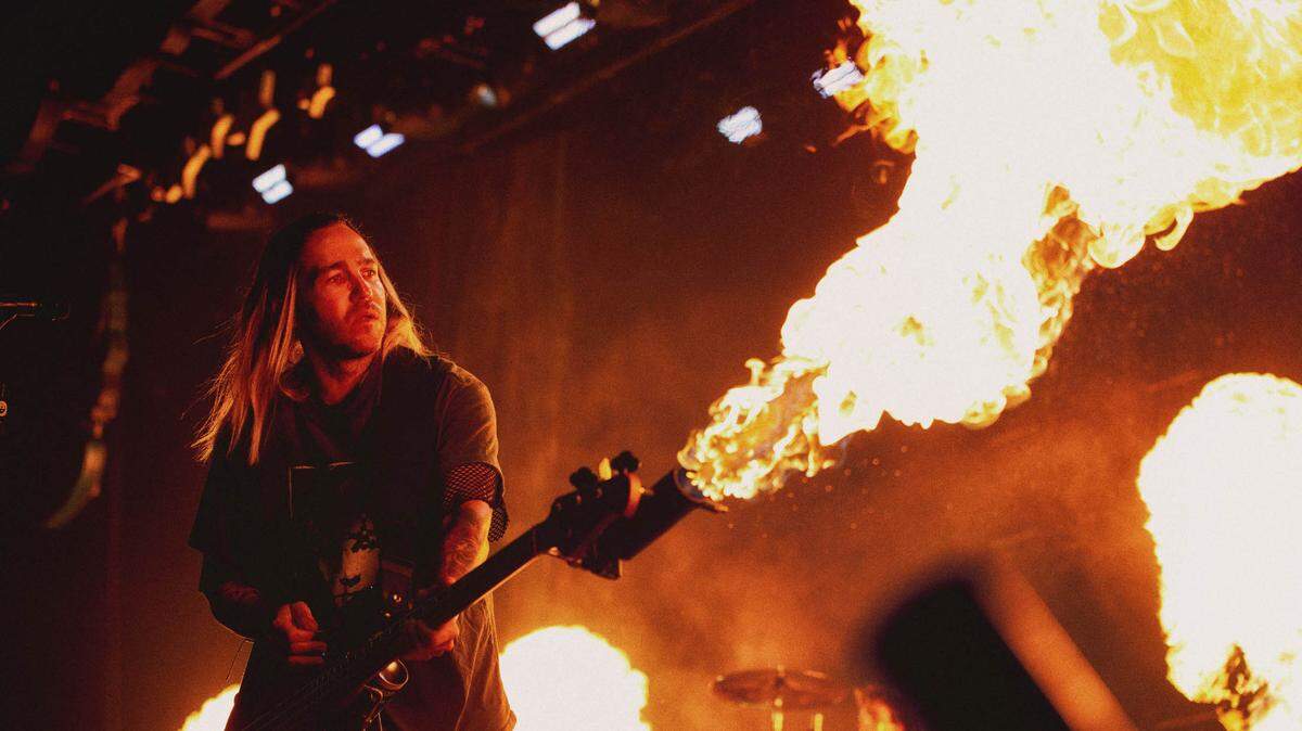 Pete Wentz of Fall Out Boy at PNC Music Pavilion on Friday night.