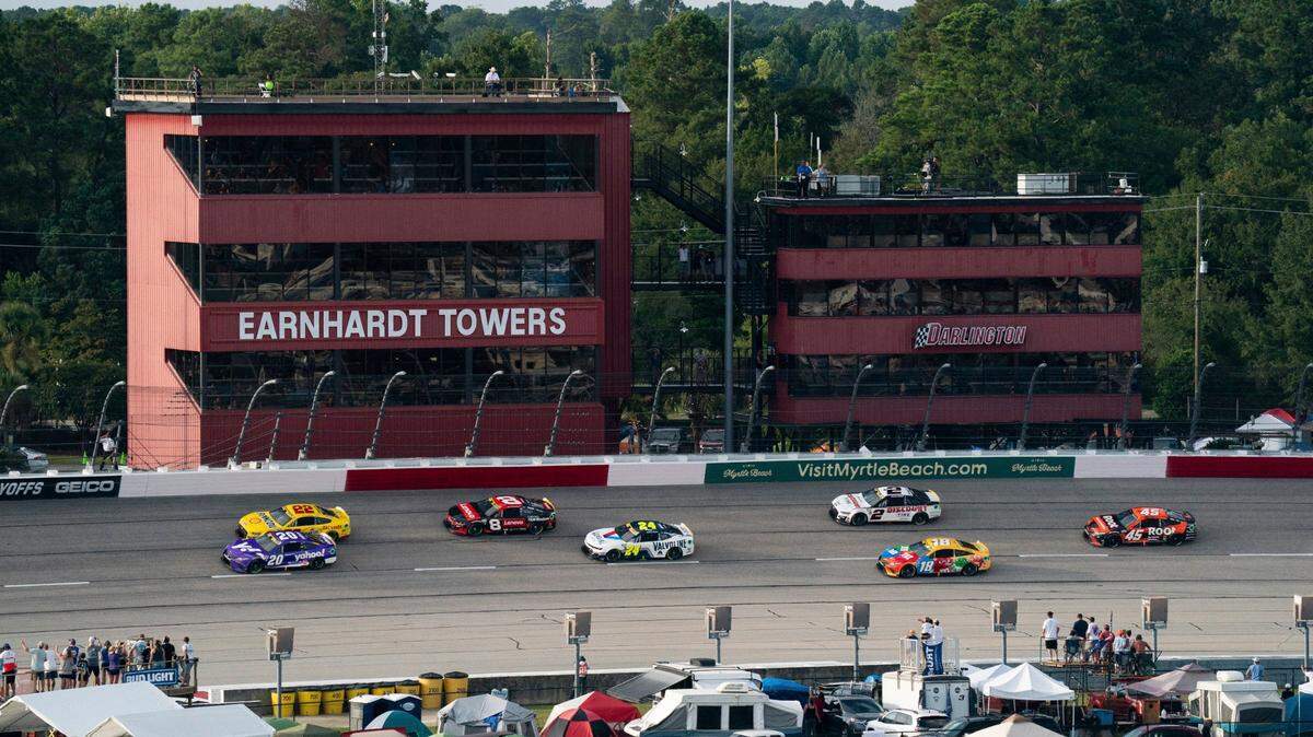 Racers compete in the NASCAR Southern 500 auto race, Sunday, Sept. 4, 2022, in Darlington, S.C. (AP Photo/Sean Rayford)