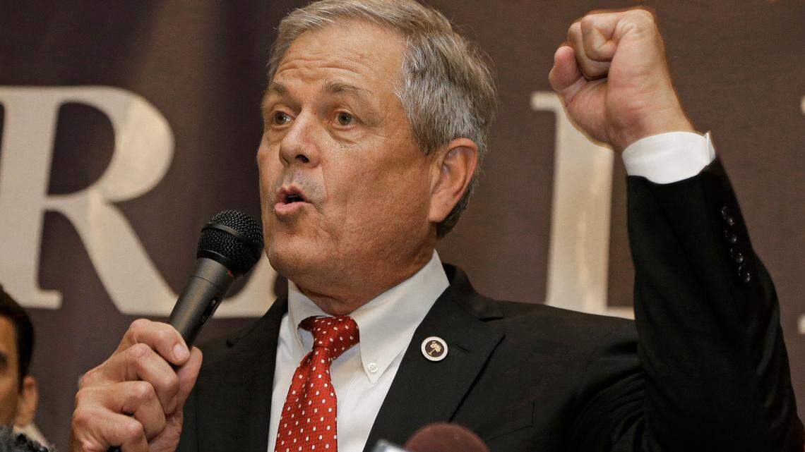 In this 2017 file photo, Republican Ralph Norman speaks to supporters at a campaign party in Rock Hill, S.C., after winning South Carolina's 5th Congressional District. Norman pulled out his own loaded handgun during a meeting with constituents on Friday to make a point that guns are dangerous only in the hands of criminals.
