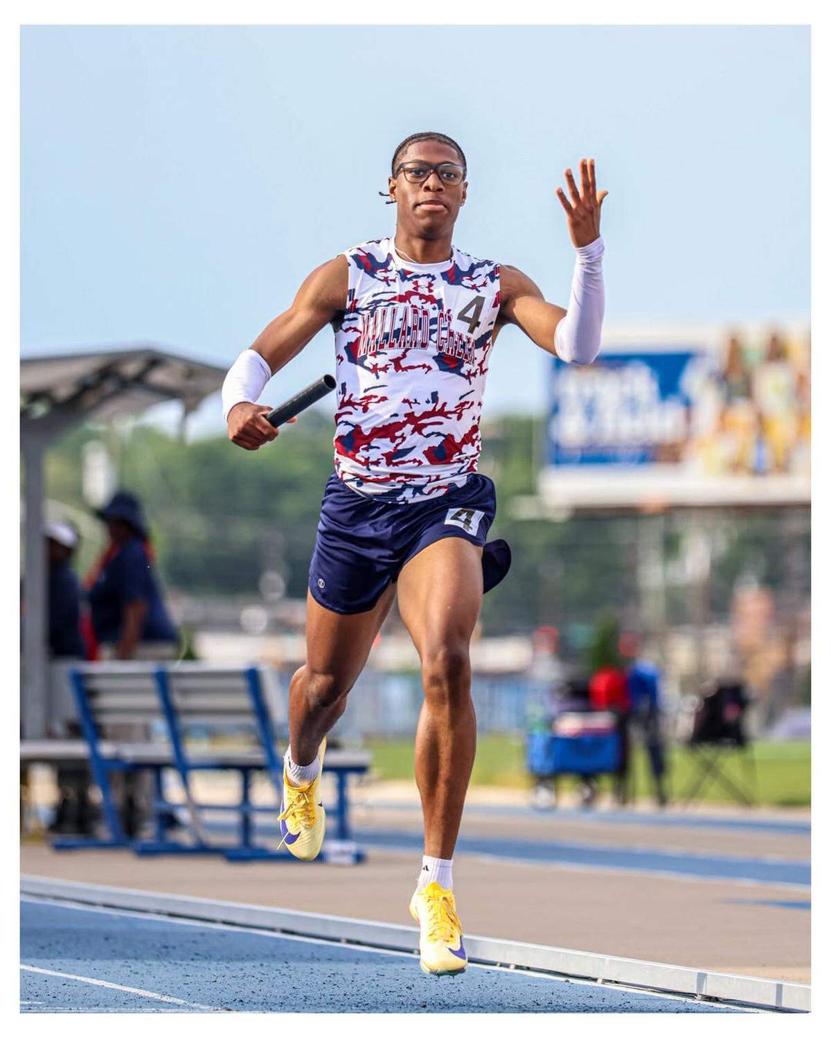 Mallard Creek’s Nyan Brown was DQ’d in the 1,600-meter relay Saturday for this gesture by NCHSAA officials. The DQ cost Mallard Creek a third straight NC state championship