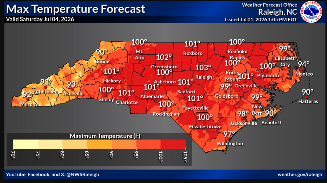 Heat Advisory issued for Charlotte area. Heat index may hit 106 degrees, NWS says