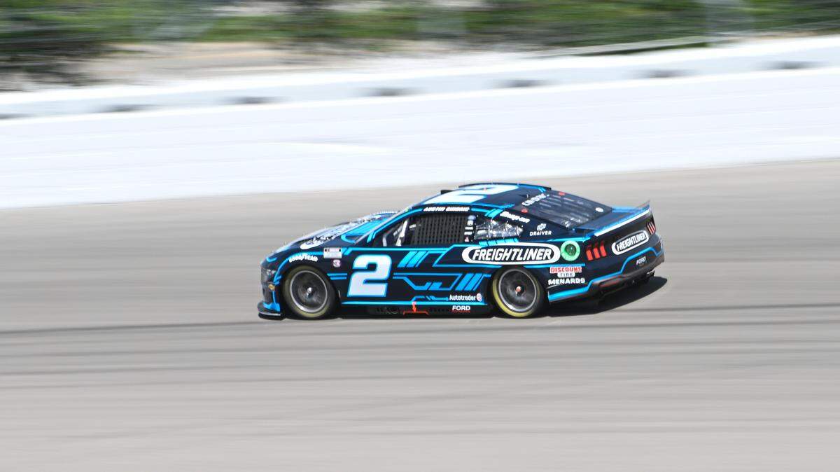 Jun 2, 2024; Madison, Illinois, USA; NASCAR Cup Series driver Austin Cindric (2) races during the NASCAR Enjoy Illinois 300 presented by TicketSmarter at World Wide Technology Raceway.