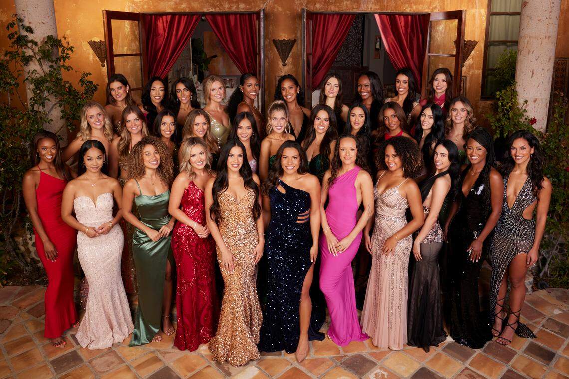 ABC’s “The Bachelor’s” 2024 stars are ready to date Bachelor Joey Graziadei. Back row: Lexi, Talyah, Marlena, Taylor, Evalin, Rachel, Nat, Kyra, Samantha, Katelyn Middle row: Daisy, Jess, Starr, Lanie, Jenn, Sydney, Sandra, Lauren, Chandler, Allison, Kelsey A. Front row: Kelsey T., Lea, Erika, Autumn, Sam, Chrissa, Zoe, Kayla, Maria, Edwina, Madina.