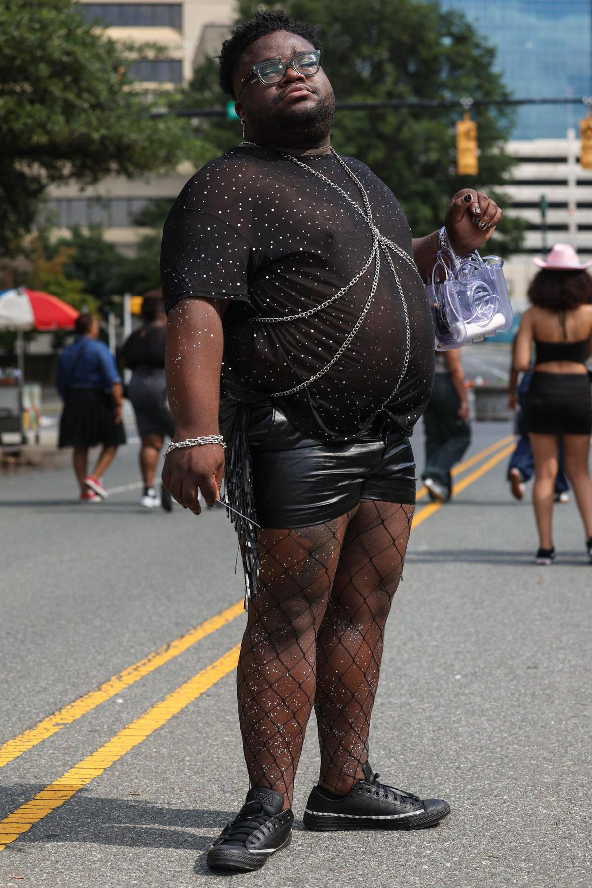 “I only want to be on the cover, not on the side page,” says Rickey Hill, from D.C., as he strikes a pose before seeing Beyonce tonight at Bank of America Stadium on Wednesday, August 9, 2023 in Charlotte, NC.